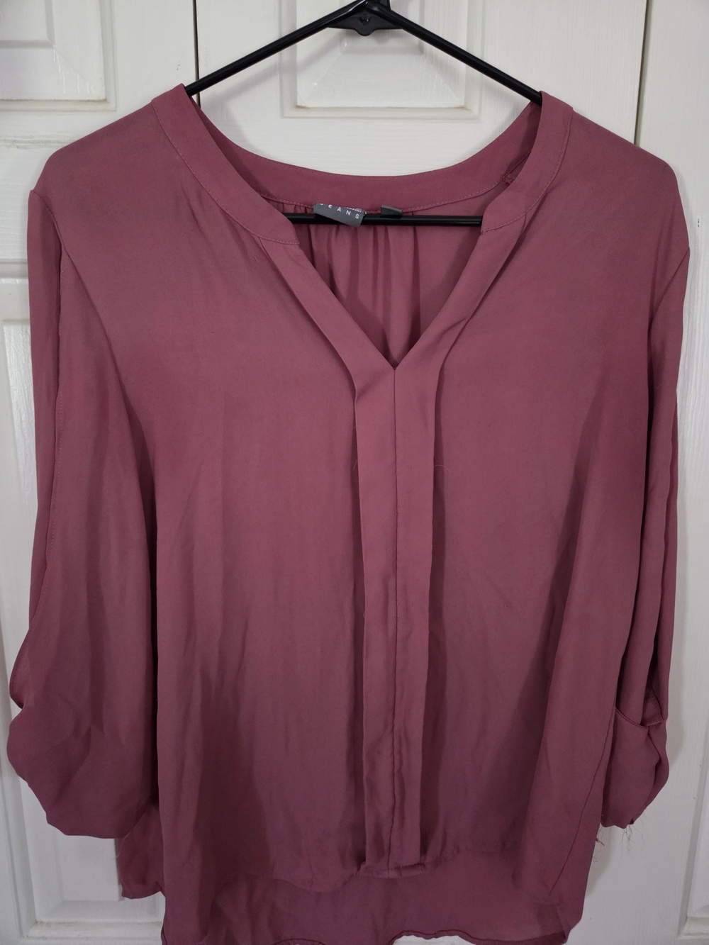 New York & Company Dusty Rose V-Neck Blouse